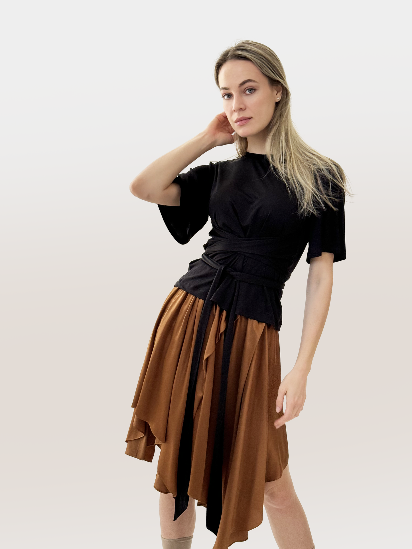 Dani Draped Skirt with Gathered Waist