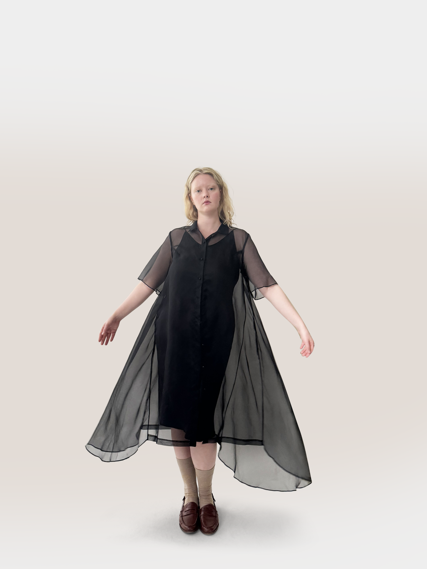 sheer amie dress, black dress, silk