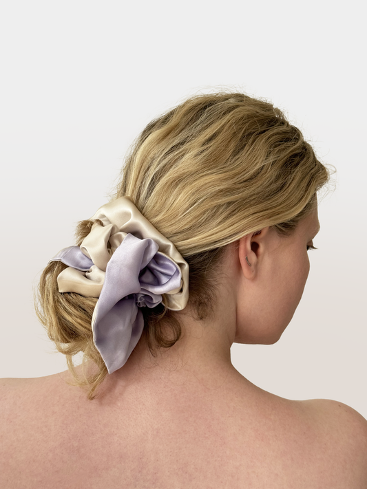 anemone scrunchie, champagne and lavender