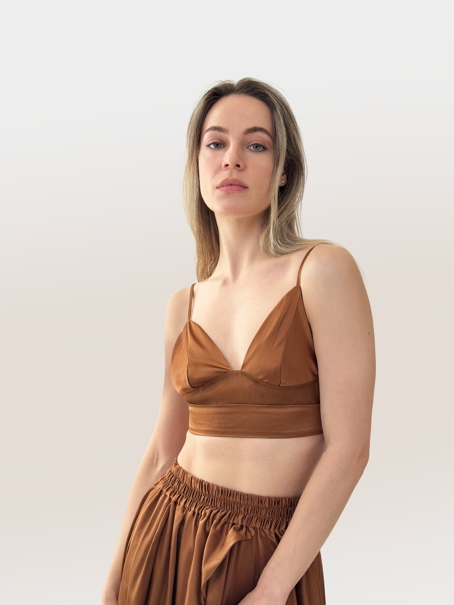 Bralette, silent silk bralette, gingersnap