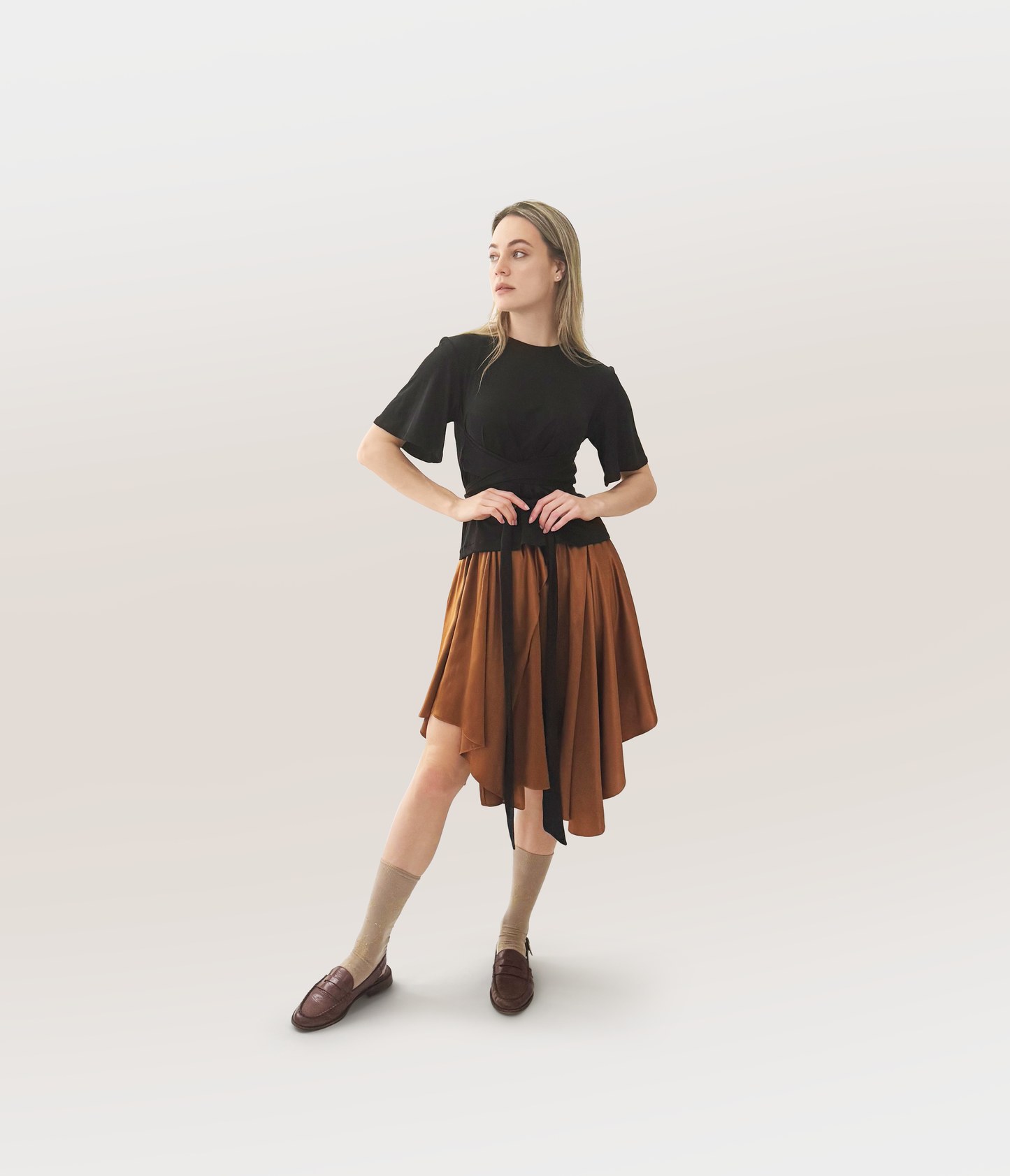 Dani Draped Skirt with Gathered Waist