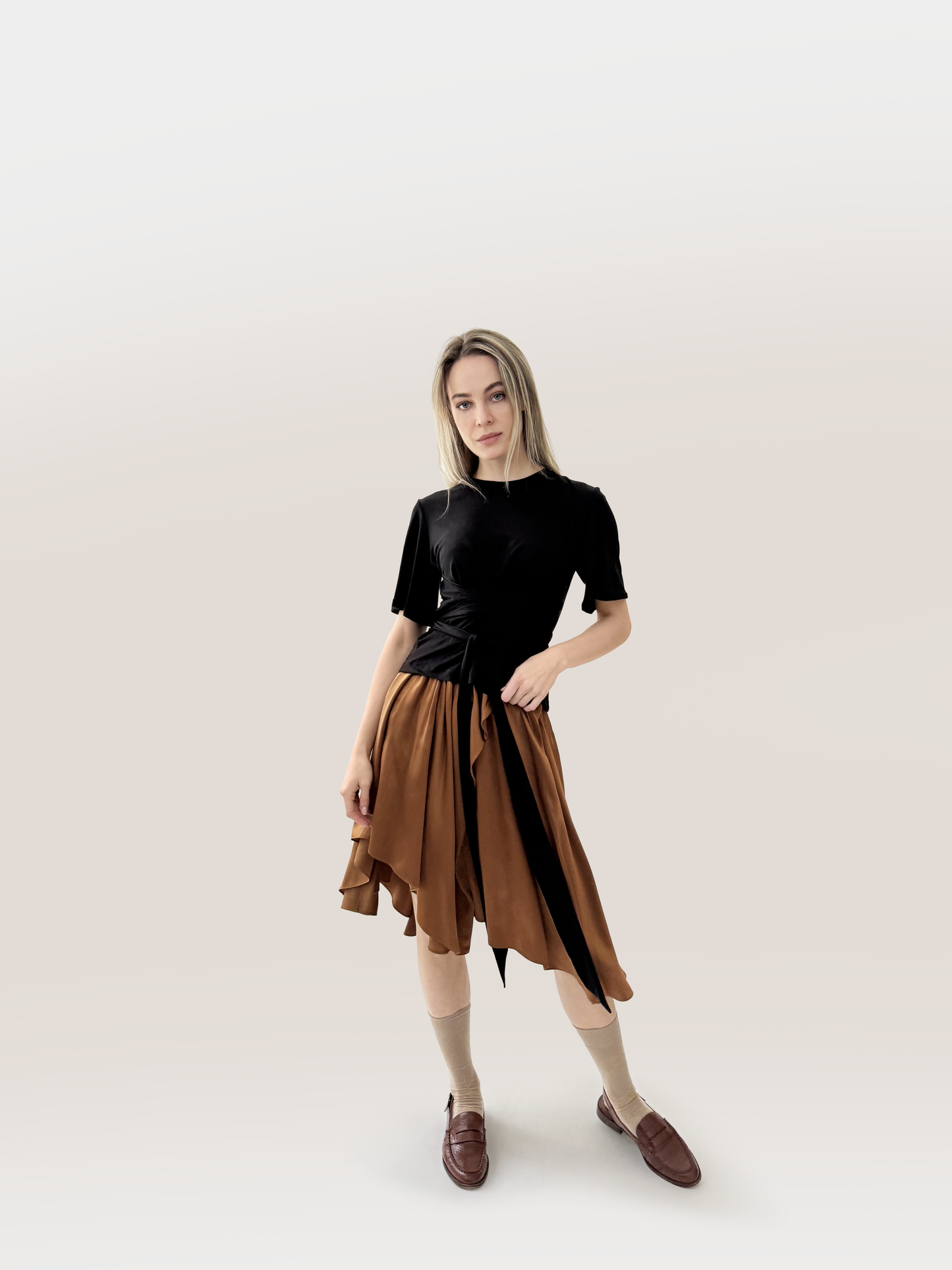 Dani Draped Skirt with Gathered Waist