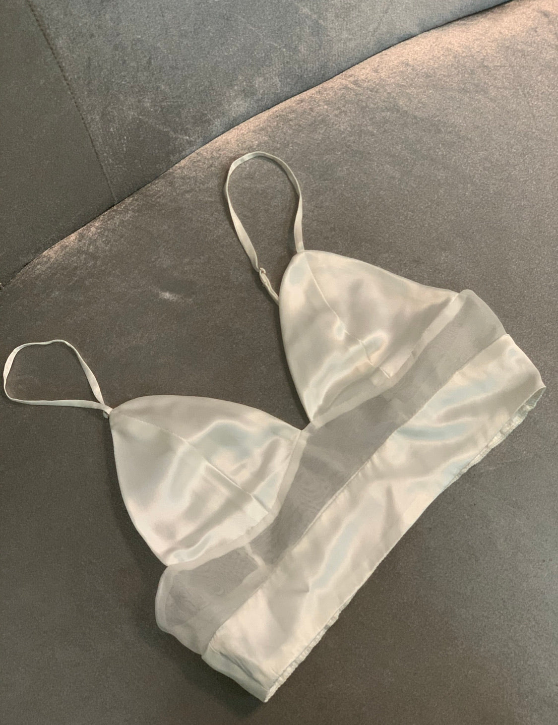 Black Silk Bralette Top in Silk Organza