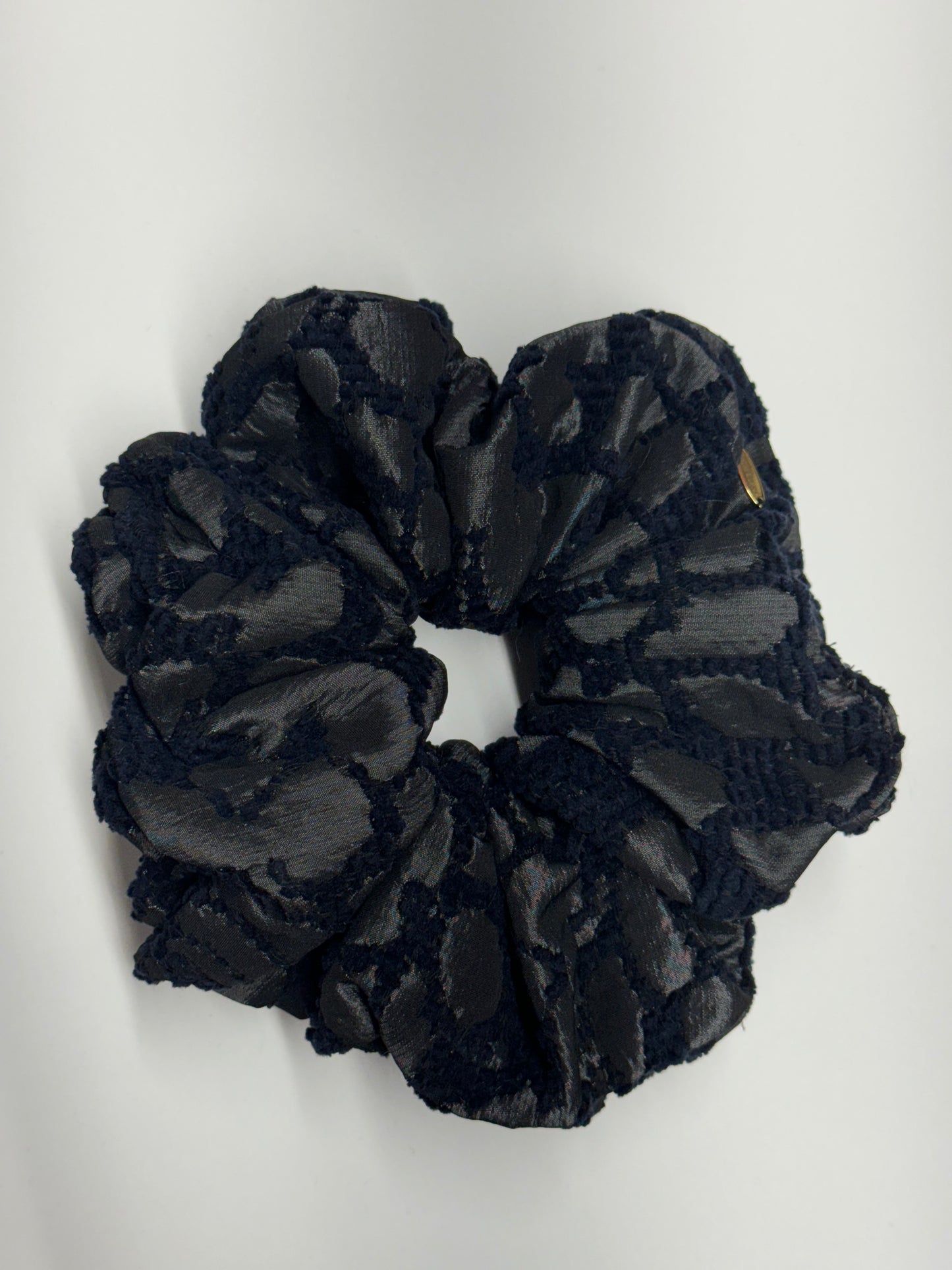 Celosia Gathered Scrunchie in Midnight Jacquard