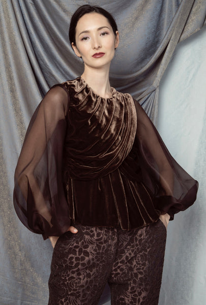 【なち】maisoncelon velour tie blouse celon velour tie blouse