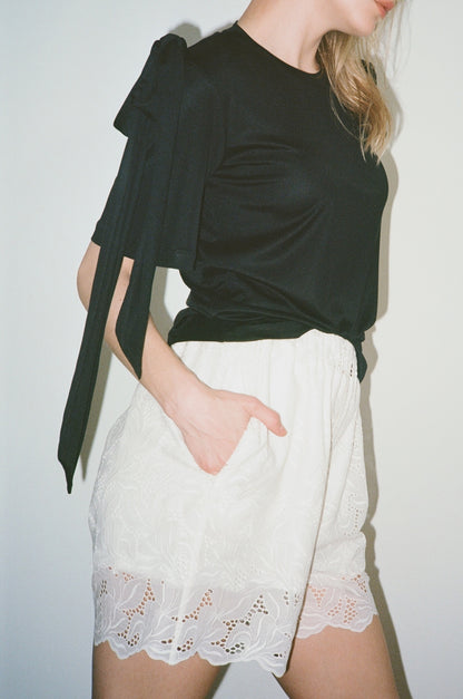 Karen Double Bow T-Shirt in Silk Jersey