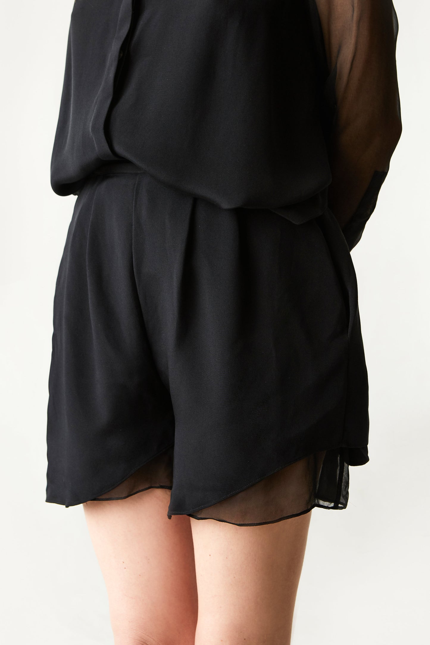 Women's Designer Black Silk Shorts