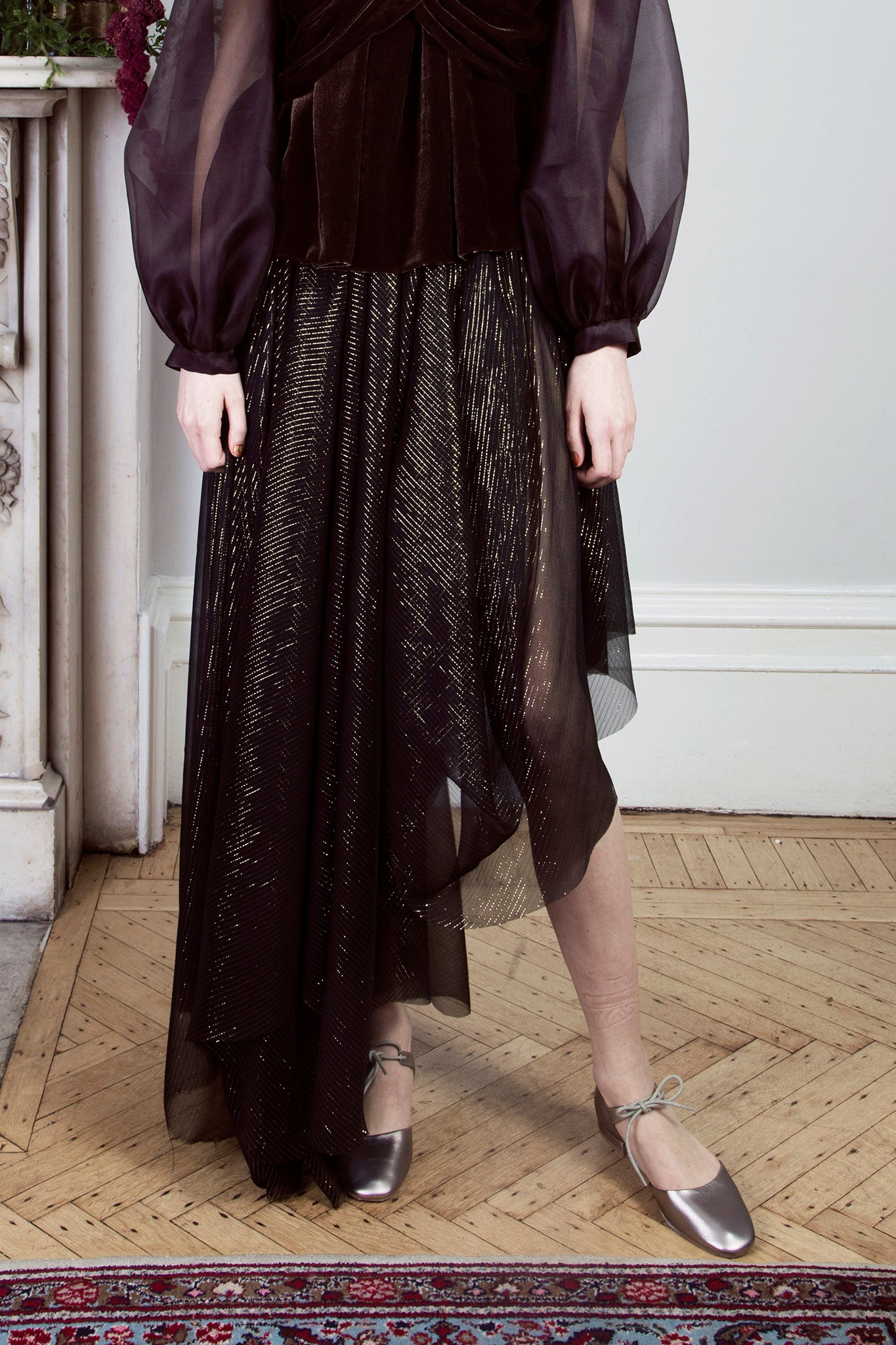 women's designer long Silk Skirt