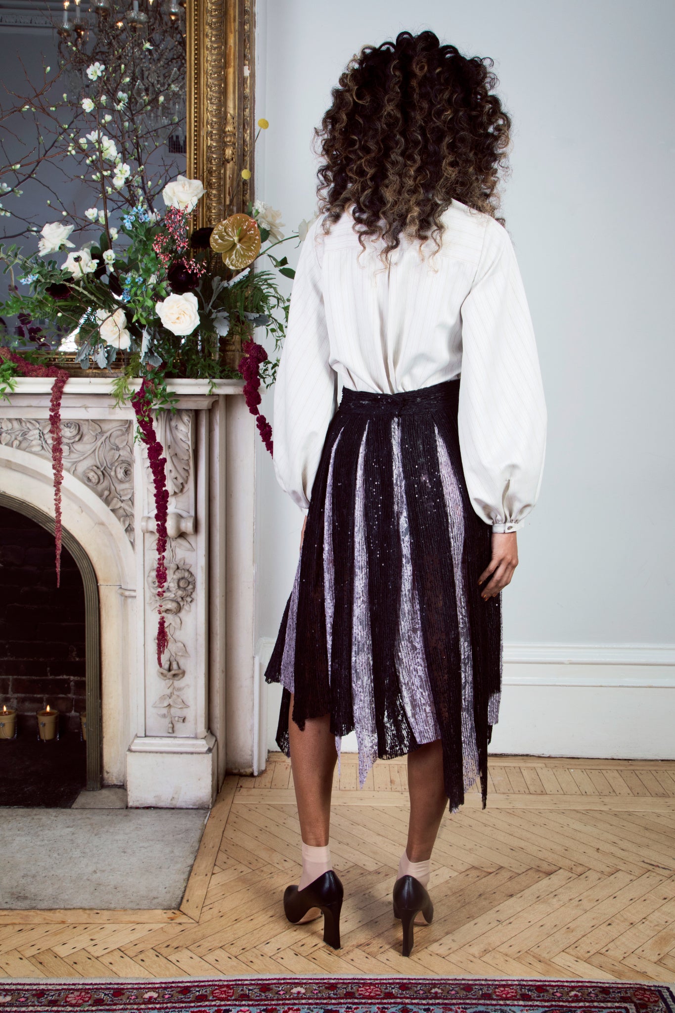 Women's Designer Lace Collar & Silk Blouse