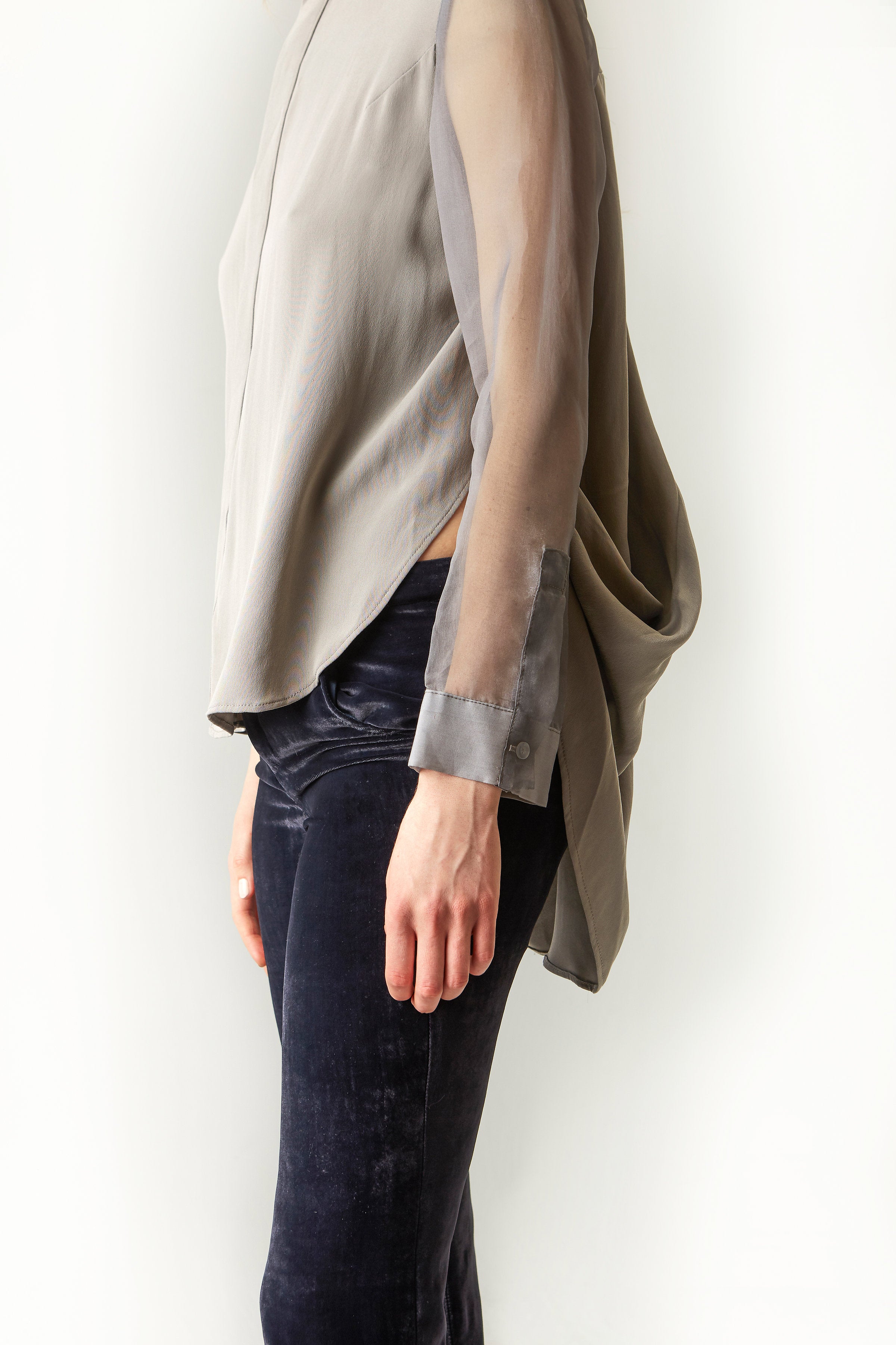 Designer Blouse Sheer Sleeve Top with Silk Organza