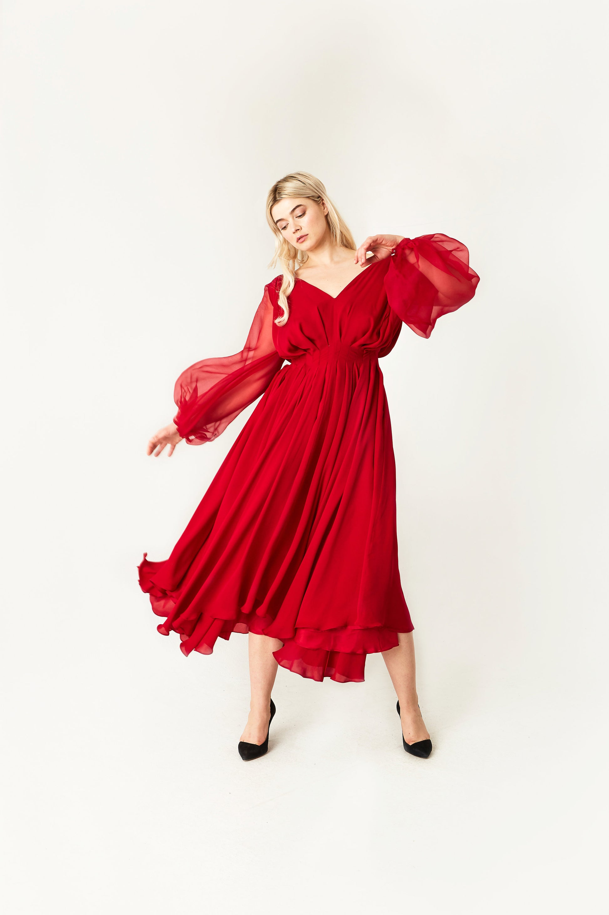 Red Romantic Dresses & Silk Georgette Dress | Jasmine Chong