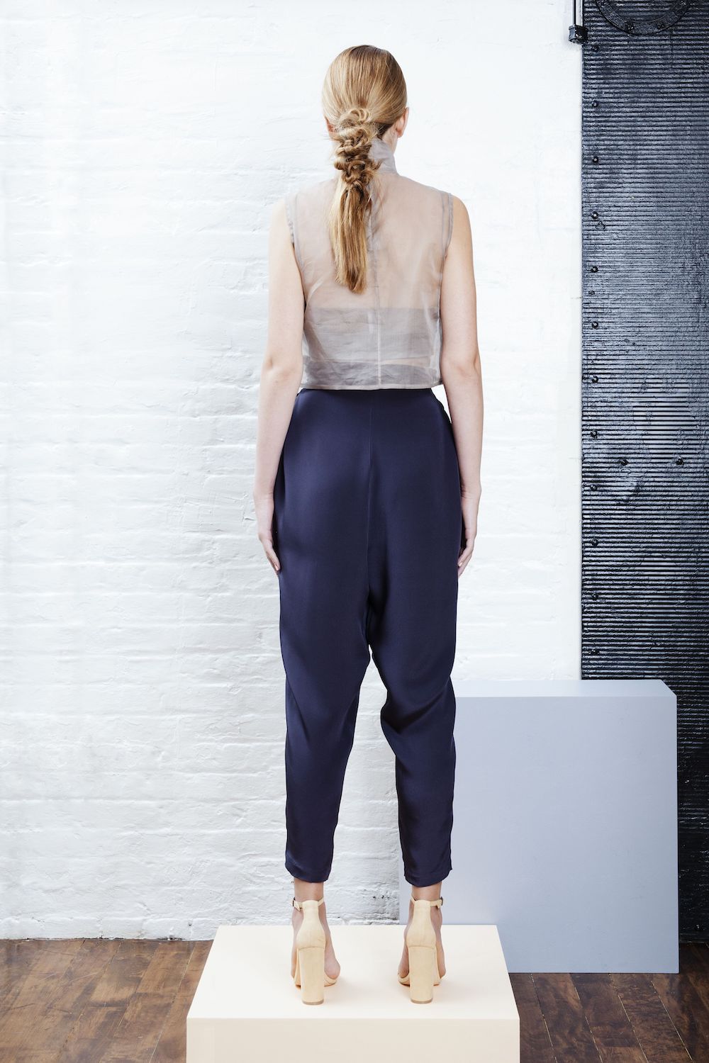 Women's Designer Black Silk Pants 