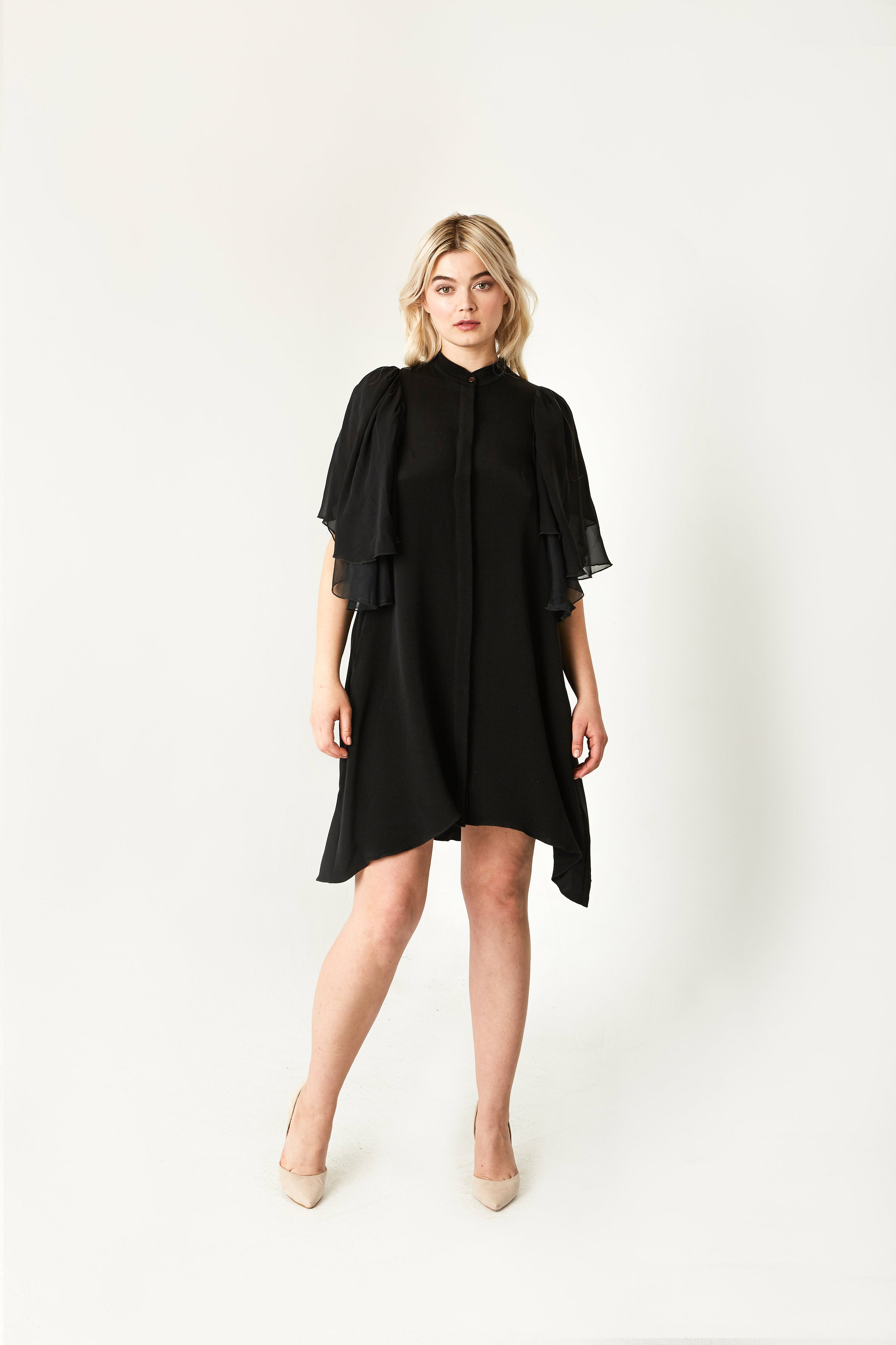 black midi silk dress