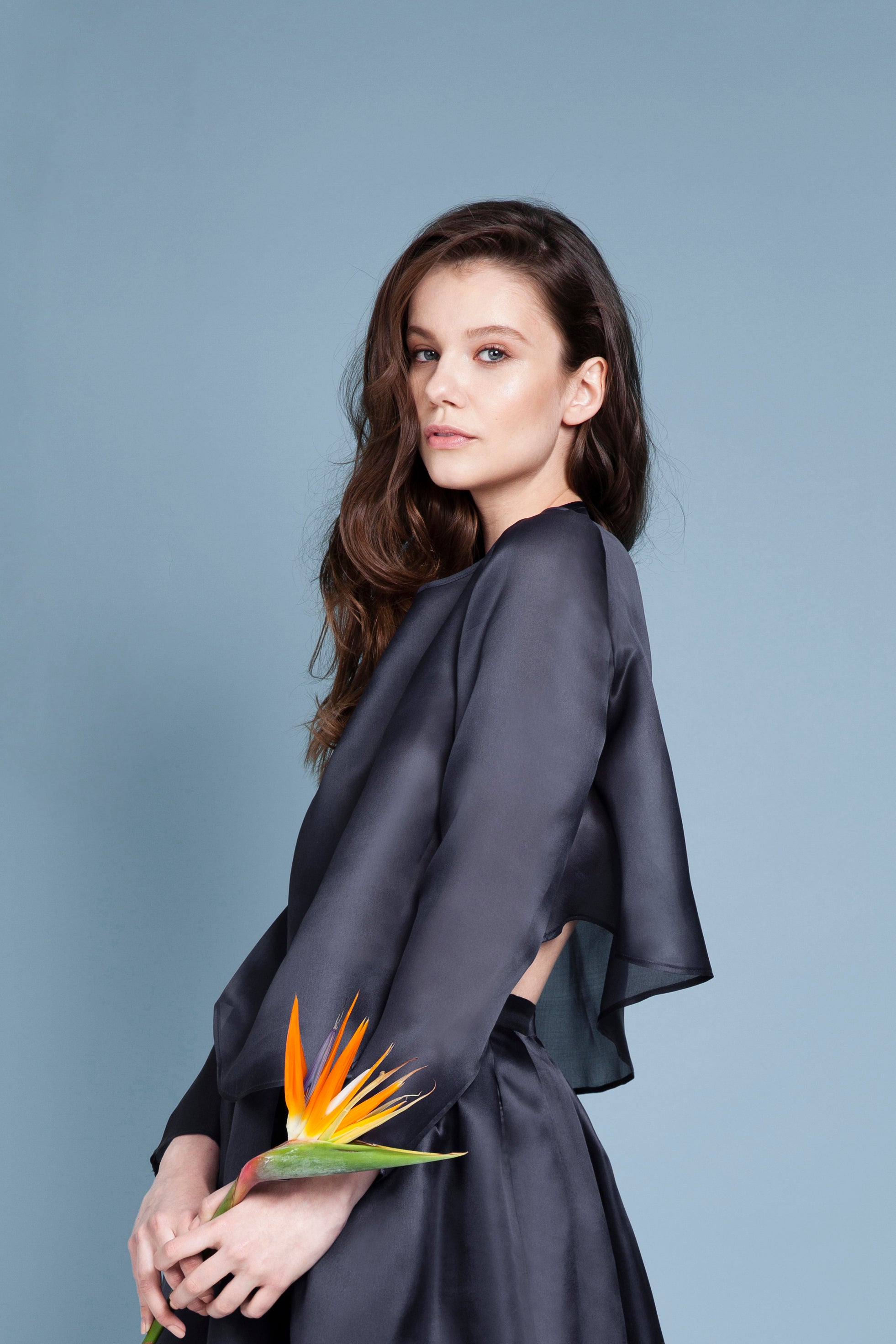 Women's Designer Long-Sleeved Silk Top